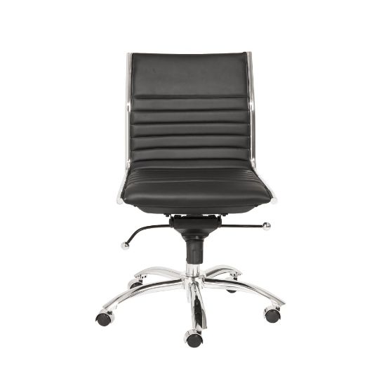 Picture of Eurostyle Dirk Armless Faux Leather Low-Back Commercial Office Chair, Chrome/Black