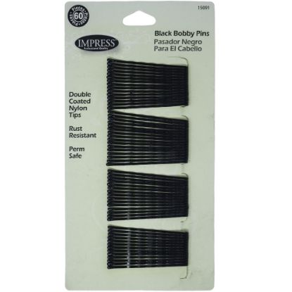 Picture of Impress Nylon Bobby Pins, 3-1/2in, Black, 60 Bobby Pins Per Pack, Case Of 288 Packs