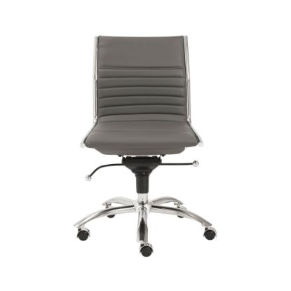 Picture of Eurostyle Dirk Armless Faux Leather Low-Back Commercial Office Chair, Chrome/Gray