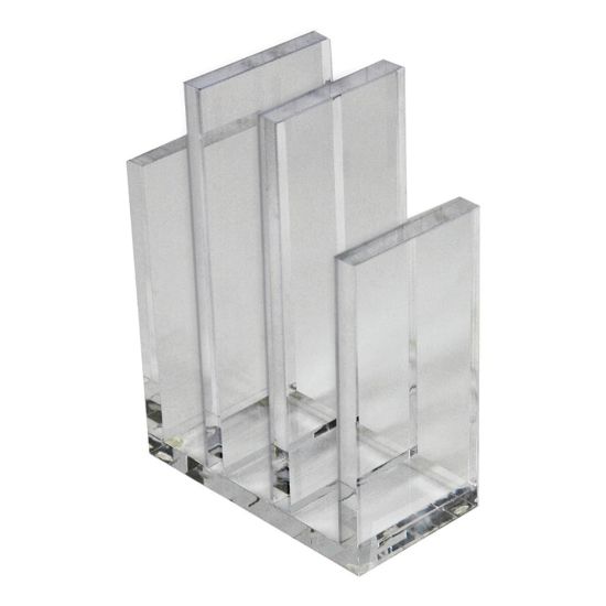 Picture of Azar Displays Acrylic File Sorter Bookends, 8-3/8inH x 5-3/4inW x 3inD, Clear, Pack Of 2 Bookends