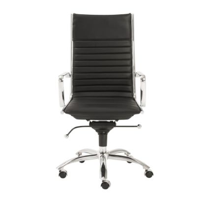 Picture of Eurostyle Dirk Faux Leather High-Back Commercial Office Chair, Chrome/Black