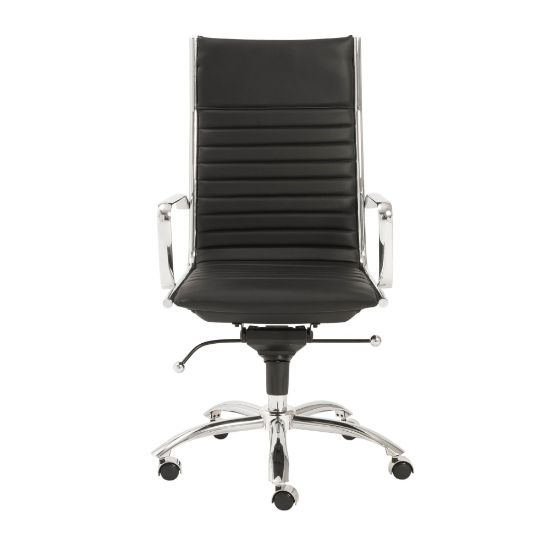 Picture of Eurostyle Dirk Faux Leather High-Back Commercial Office Chair, Chrome/Black