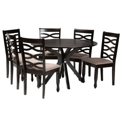 Picture of Baxton Studio Mila Dining Set, 29-15/16inH x 47-1/4inW x 47-1/4inD, Sand/Dark Brown