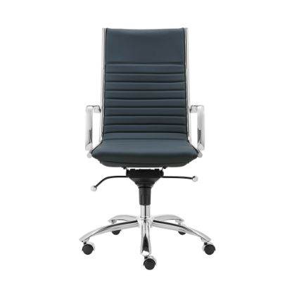 Picture of Eurostyle Dirk Faux Leather High-Back Commercial Office Chair, Chrome/Blue