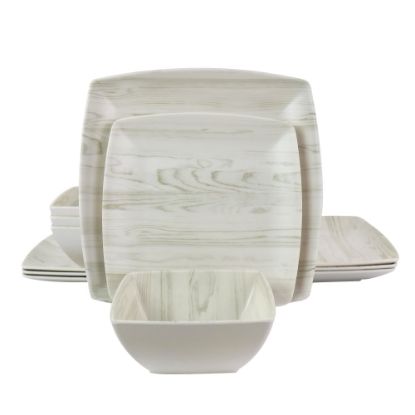 Picture of Gibson Home Wood Grain 12-Piece Dinnerware Set, White