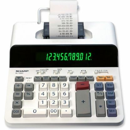 Picture of Sharp 12 Digit Thermal Printing Calculator - Thermal - 8 lps - LCD - White - 1 Each