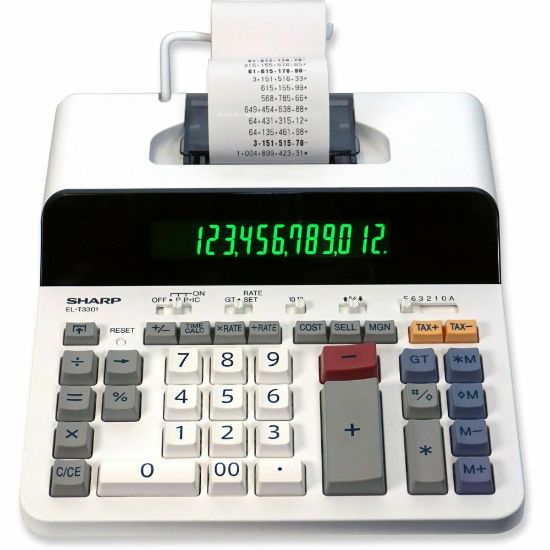 Picture of Sharp 12 Digit Thermal Printing Calculator - Thermal - 8 lps - LCD - White - 1 Each