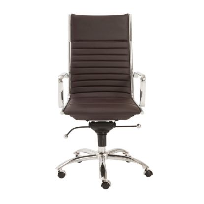 Picture of Eurostyle Dirk Faux Leather High-Back Commercial Office Chair, Chrome/Brown