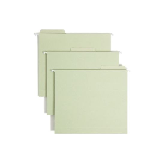 Picture of Smead FasTab Hanging Box Bottom File Folders, 2in Expansion, Letter Size, Moss, Box Of 20