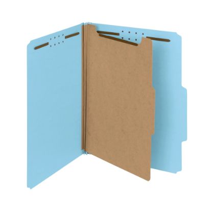 Picture of Smead Pressboard Classification Folders, 1 Divider, Letter Size, 100% Recycled, Blue, Box Of 10