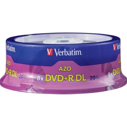 Picture of Verbatim DVD+R DL 8.5GB 8X with Branded Surface - 20pk Spindle - 8.5GB - 20pk Spindle