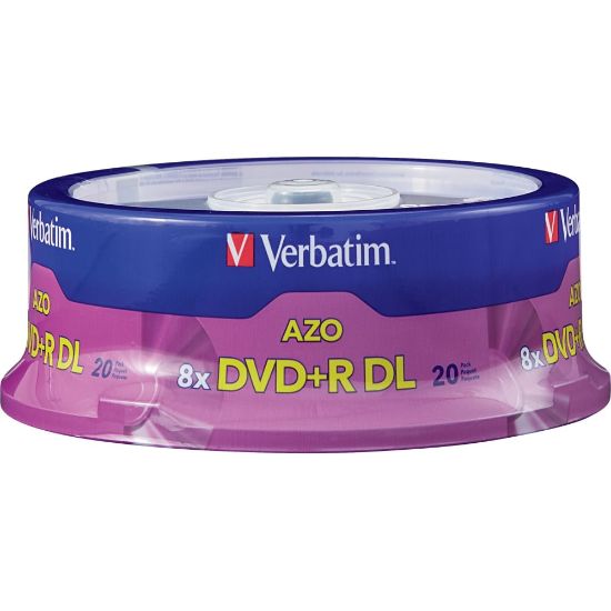 Picture of Verbatim DVD+R DL 8.5GB 8X with Branded Surface - 20pk Spindle - 8.5GB - 20pk Spindle