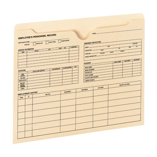 Picture of Smead Employee Record File Jackets, Manila, Pack Of 20