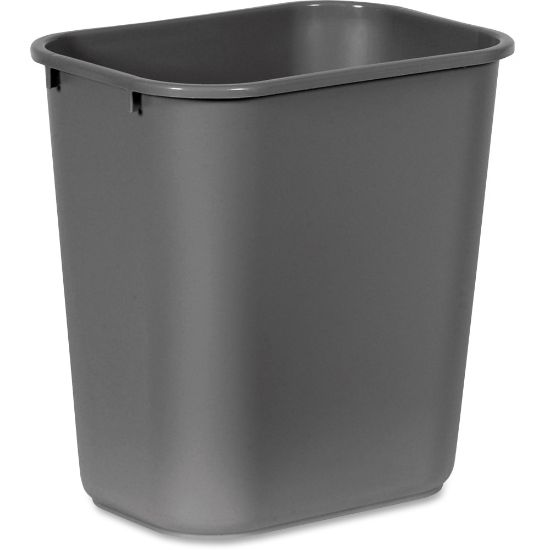 Picture of Rubbermaid Commercial 28 QT Medium Deskside Wastebaskets - 7 gal Capacity - Rectangular - Dent Resistant, Durable, Rust Resistant, Easy to Clean - 15in Height x 10.5in Width x 14.5in Depth - Plastic - Gray - 12 / Carton