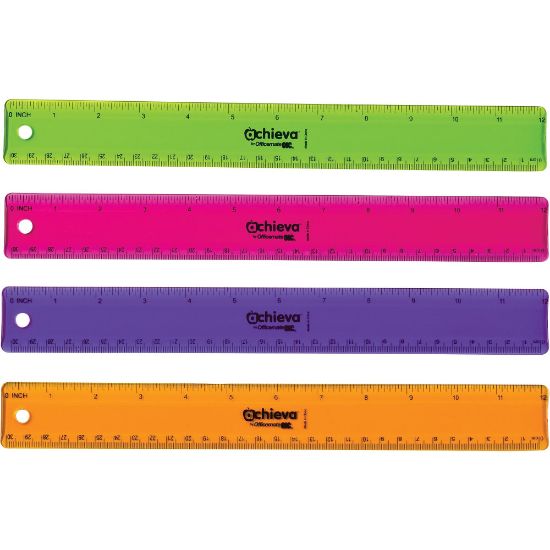 Picture of Officemate Flexible Rulers - 12in Length 1.3in Width - Imperial, Metric Measuring System - Plastic - 12 / Pack - Assorted