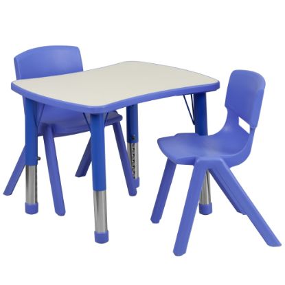 Picture of Flash Furniture Rectangular Height-Adjustable Activity Table Set With 2 Chairs, 23-1/2inH x 21-7/8inW x 26-5/8inD, Blue