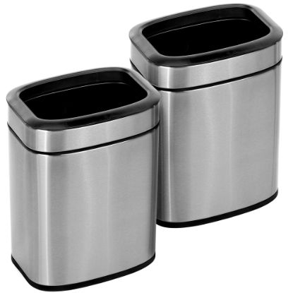 Picture of Alpine Stainless Steel Trash Cans, 1.6 Gallon, Silver, Set Of 2 Cans