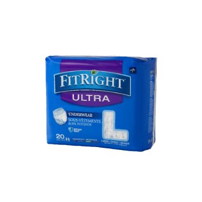 Picture of FitRight Ultra Protective Underwear, Large, 40 - 56in, White, Case Of 20