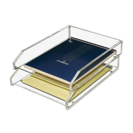 Picture of Kantek 2-Tier Letter Trays, 2-1/2inH x 10-1/2inW x 13-3/4inD, Clear, Pack Of 2 Trays