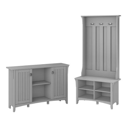 Picture of Bush Furniture Salinas Entryway Storage Set with Hall Tree, Shoe Bench and Accent Cabinet, Cape Cod Gray, Standard Delivery