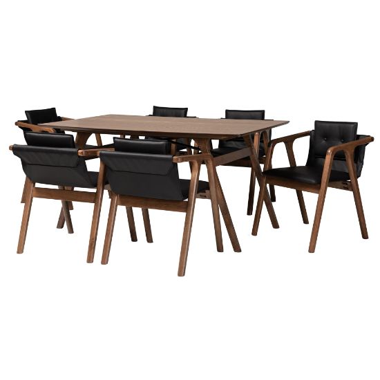 Picture of Baxton Studio Marcena 7-Piece Dining Set, Black/Walnut