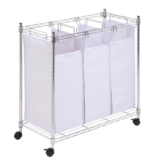 Picture of Honey-Can-Do Rolling Urban Triple Sorter, White/Chrome