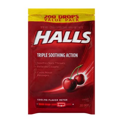 Picture of Halls Cough Suppressant Cherry Triple-Soothing Cough Drops, Pack Of 200 Cough Drops