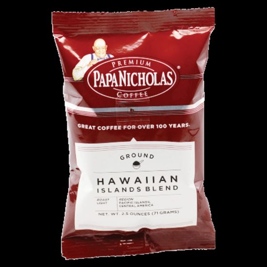 Picture of PapaNicholas Coffee Single-Serve Coffee Packets, Hawaiian Islands Blend, 2.5 Oz Per Bag, Carton Of 18