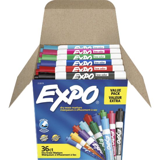 Picture of Expo Low-Odor Dry Erase Chisel Tip Markers - Chisel Marker Point Style - Assorted - 36 / Box