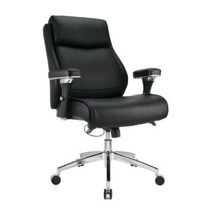 Picture of Realspace Modern Comfort Keera Bonded Leather Mid-Back Managers Chair, Onyx/Chrome, BIFMA Compliant