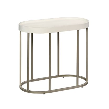 Picture of Sauder Manhattan Gate Oval Side Table, 21inH x 25inW x 14inD, Ivory/Nickel