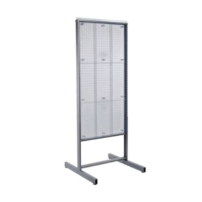 Picture of Azar Displays 2-Sided Pegboard Floor Display With Metal Frame, 65inH x 26inW x 22inD, Clear