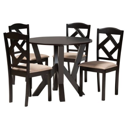 Picture of Baxton Studio Riona 5-Piece Dining Set, Sand/Dark Brown