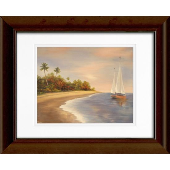 Picture of Timeless Frames Katrina Framed Coastal Artwork, 11in x 14in, Brown, Tropical Beach II