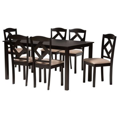 Picture of Baxton Studio Ruth 7-Piece Dining Set, Sand/Dark Brown