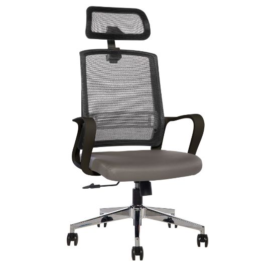 Picture of Sinfonia Song Ergonomic Mesh/Fabric High-Back Task Chair With Antimicrobial Protection, Loop Arms, Headrest, Black/Gray/Black