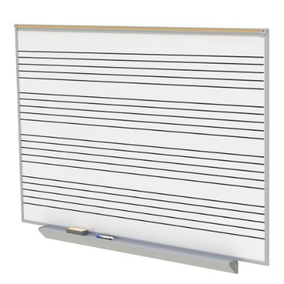 Picture of Ghent M1-Style Magnetic Dry-Erase Whiteboard With Music Staff, Porcelain, 96-1/2in x 48-1/2in, White, Satin Aluminum Frame