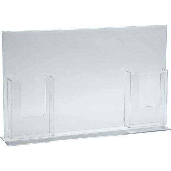 Picture of Azar Displays Double-Foot Sign Holders, With 2 Trifold Pockets, 11inH x 18inW x 4 5/8inD, Clear, Pack Of 2 Holders