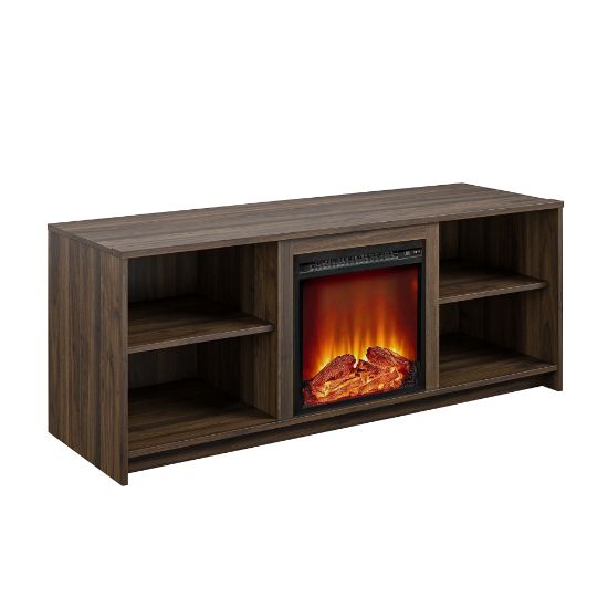 Picture of Ameriwood Home Cabrillo Fireplace TV Stand For TVs Up To 65in, 23-7/16inH x 59-3/4inW x 19-3/4inD, Walnut