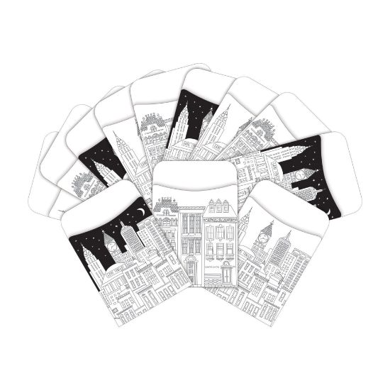 Picture of Barker Creek Peel & Stick Library Pockets, 3in x 5in, Color Me Cityscape, Pack Of 60 Pockets