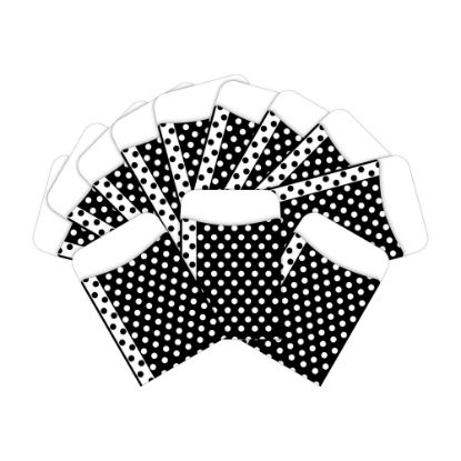 Picture of Barker Creek Peel & Stick Library Pockets, 3in x 5in, Black/White Dots, Pack Of 60 Pockets