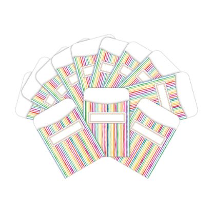 Picture of Barker Creek Peel & Stick Library Pockets, 3in x 5in, Stripes, Pack Of 60 Pockets