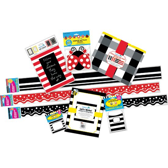 Picture of Barker Creek Classroom Decor Set, Follow Your Dreams Buffalo Plaid And Wide Stripes, Pre-K To College