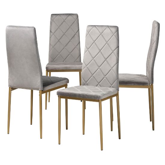 Picture of Baxton Studio Blaise Dining Chairs, Gray/Gold, Set Of 4 Chairs