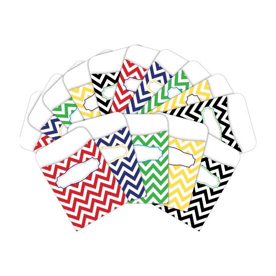 Picture of Barker Creek Peel & Stick Library Pockets, 3in x 5in, Nautical Chevron, Pack Of 60 Pockets