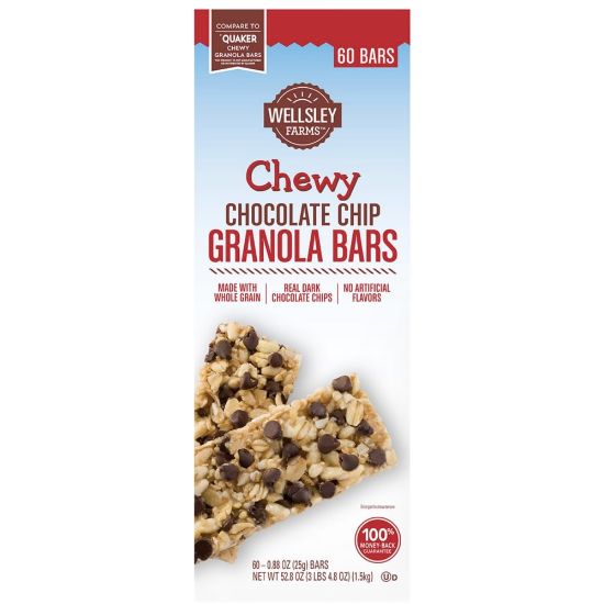 Picture of Wellsley Farms Chewy Chocolate Chip Granola Bars, .88 oz, 60 Count