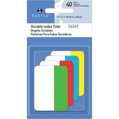 Picture of Sparco Durable Index Tabs - Write-on Tab(s) - 0.10in Tab Height x 1in Tab Width - Assorted Tab(s) - 40 / Pack