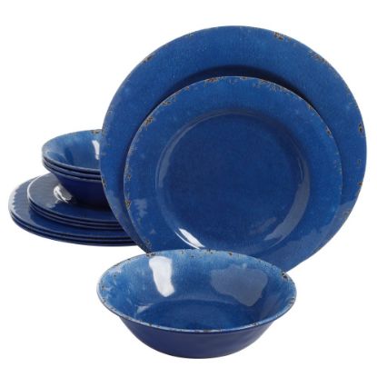 Picture of Gibson Studio California Mauna 12-Piece Dinnerware Set, Cobalt Blue