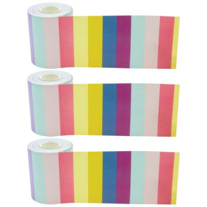 Picture of Teacher Created Resources Straight Rolled Border Trim, Oh Happy Day Stripes, 50' Per Roll, Pack Of 3 Rolls