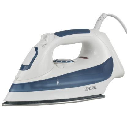 Picture of Commercial Care 1200W Steam Iron, 11-1/4inH x 5-1/2inW x 4-11/16inD, Light Blue/White